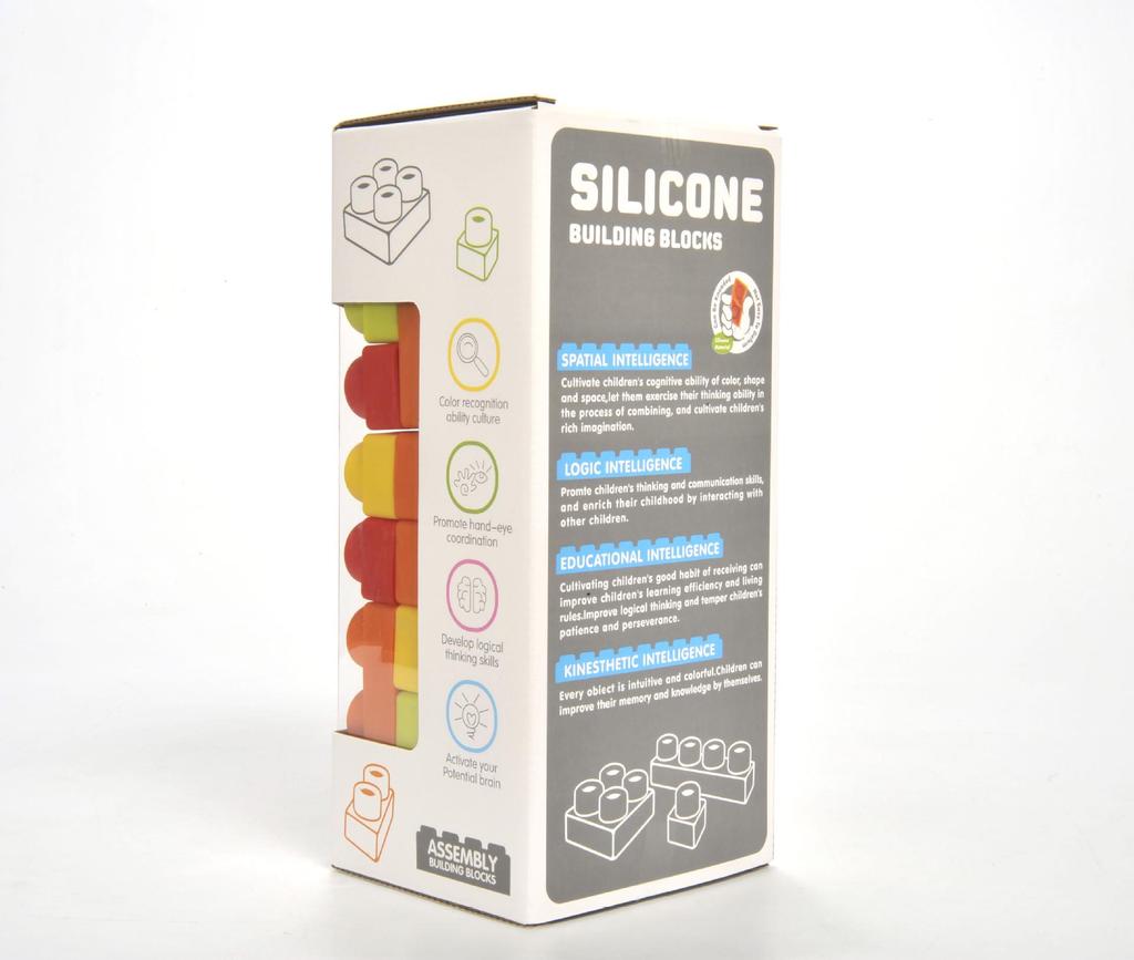 Silicone Teething Building Blocks for Babies - Chewable, Large Pieces, Early Education Toy for 6+ Months