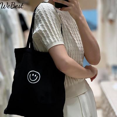 Large Smiley Face Simple Large Capacity Portable Canvas Bag