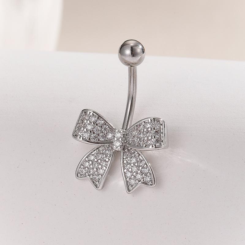 Fashion Zircon Butterfly Belly Button Rings Shiny Crystal Bow Navel Piercing For Women Girls Sexy Belly Ring Beach Jewelry Gifts