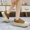 2026 Autumn Single Shoes Platform Plush Board Shoes Heightening Casual Sports Shoes Lace-up Women's Shoes