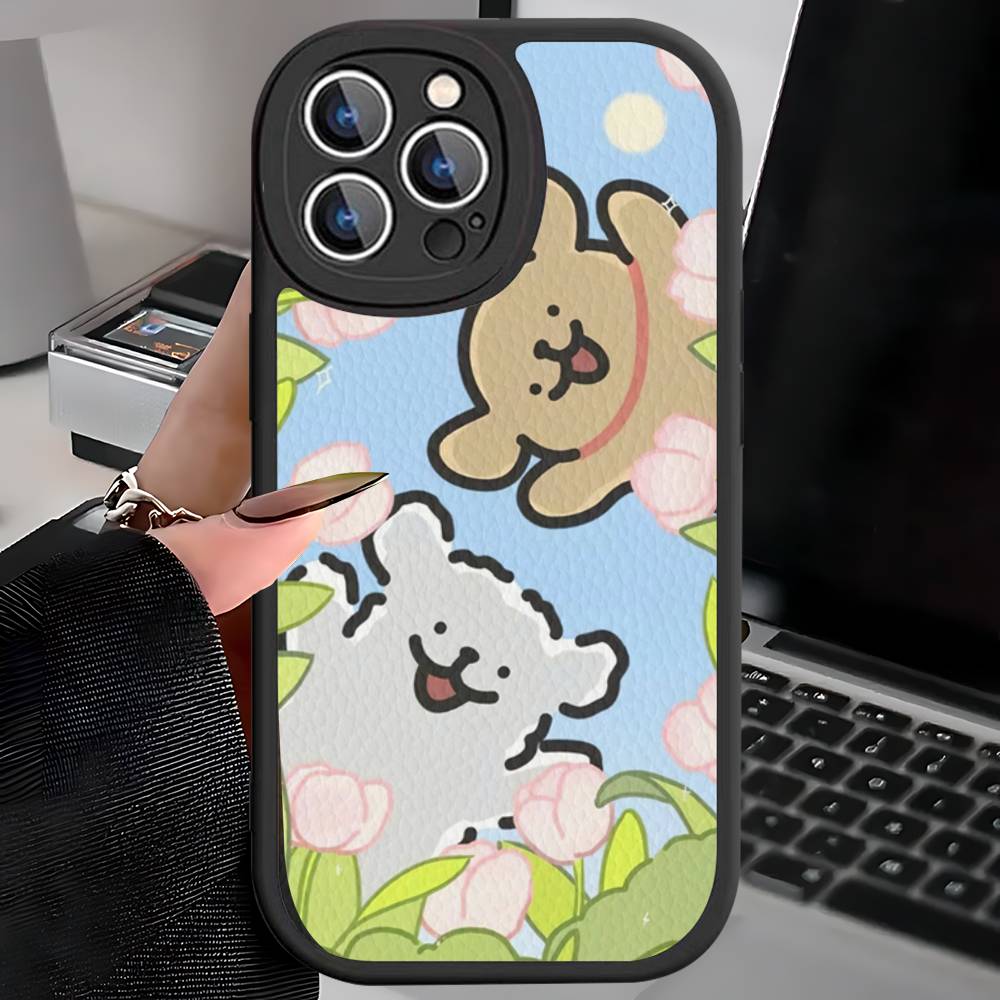 Maltese Cute Line Puppy Dog Phone Case For IPhone 16 15 14 13 12 11 Pro Max Plus Leather Soft Cover