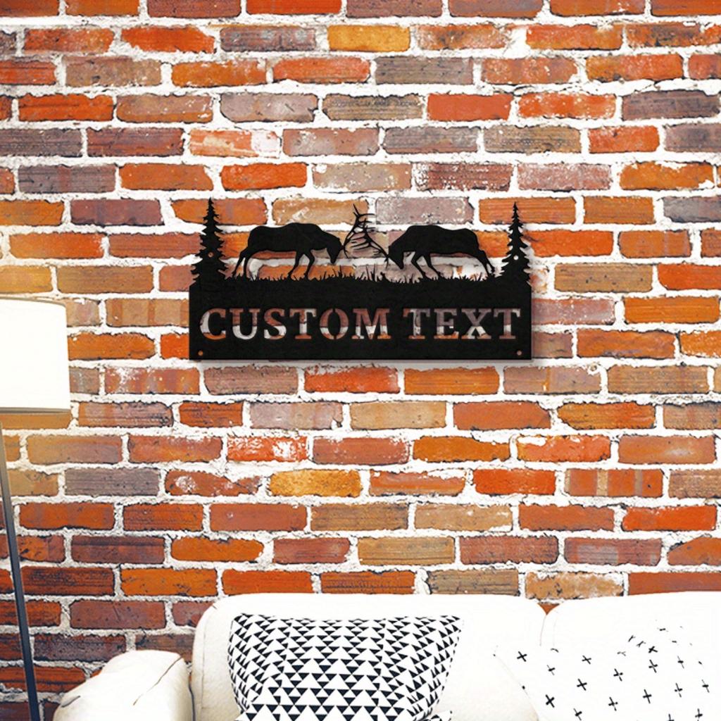 Personalized Bull Elk Address Sign, Custom Metal House Number Plaque for Garden Wall