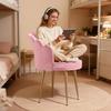 Stabiler Akzentstuhl mit goldenen Beinen, Samt mit Metallbeinen, Muschelförmige Rückenlehne, Schminktisch-Sessel, Polsterter Gästesessel, für Zuhause, Büro, Wohnzimmer, Schlafzimmer