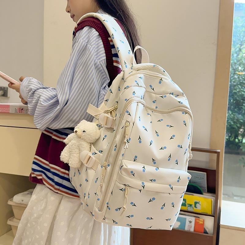 Zaino semplice grande capacità stampato per ragazze leggero flash zaino casual dolce floreale zaino studente versatile