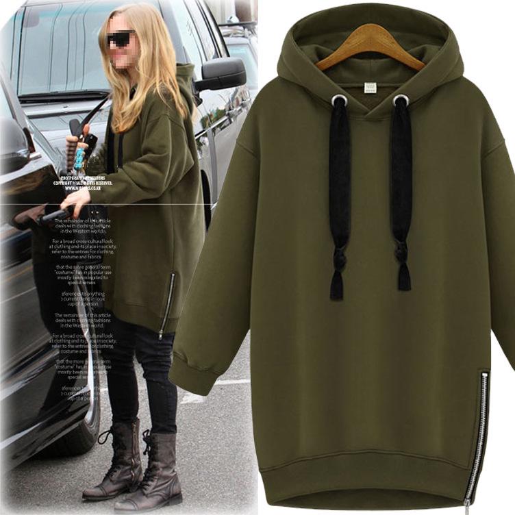 Women's 2024 Autumn/Winter Plus Velvet Loose Pullover Hooded Sweatshirt