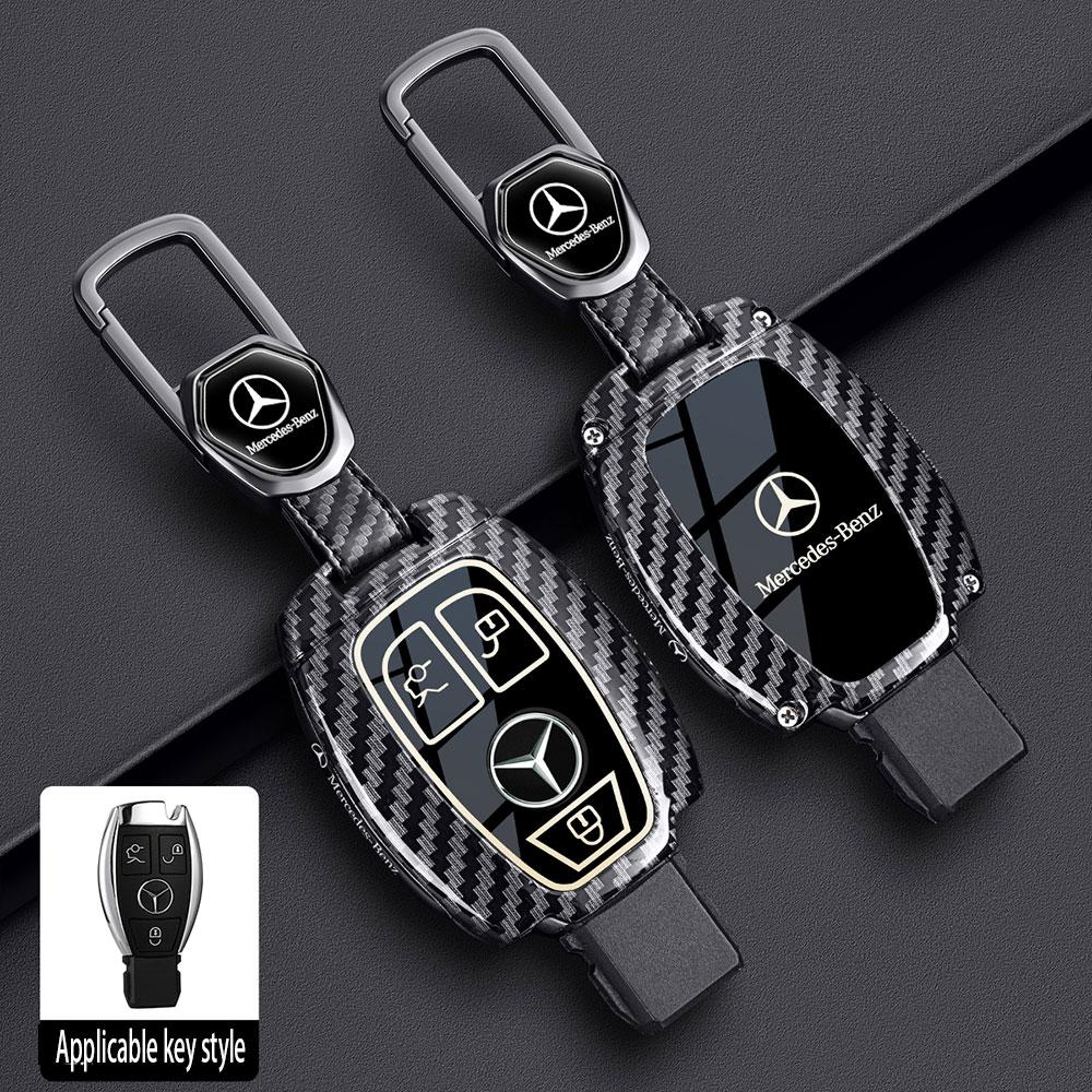Carbon Fiber For Mercedes Benz A B G R Class GLA GLK W176 W204 W251 W463 Zinc Alloy Car Remote Key Case Cover Fob Accessories BD1