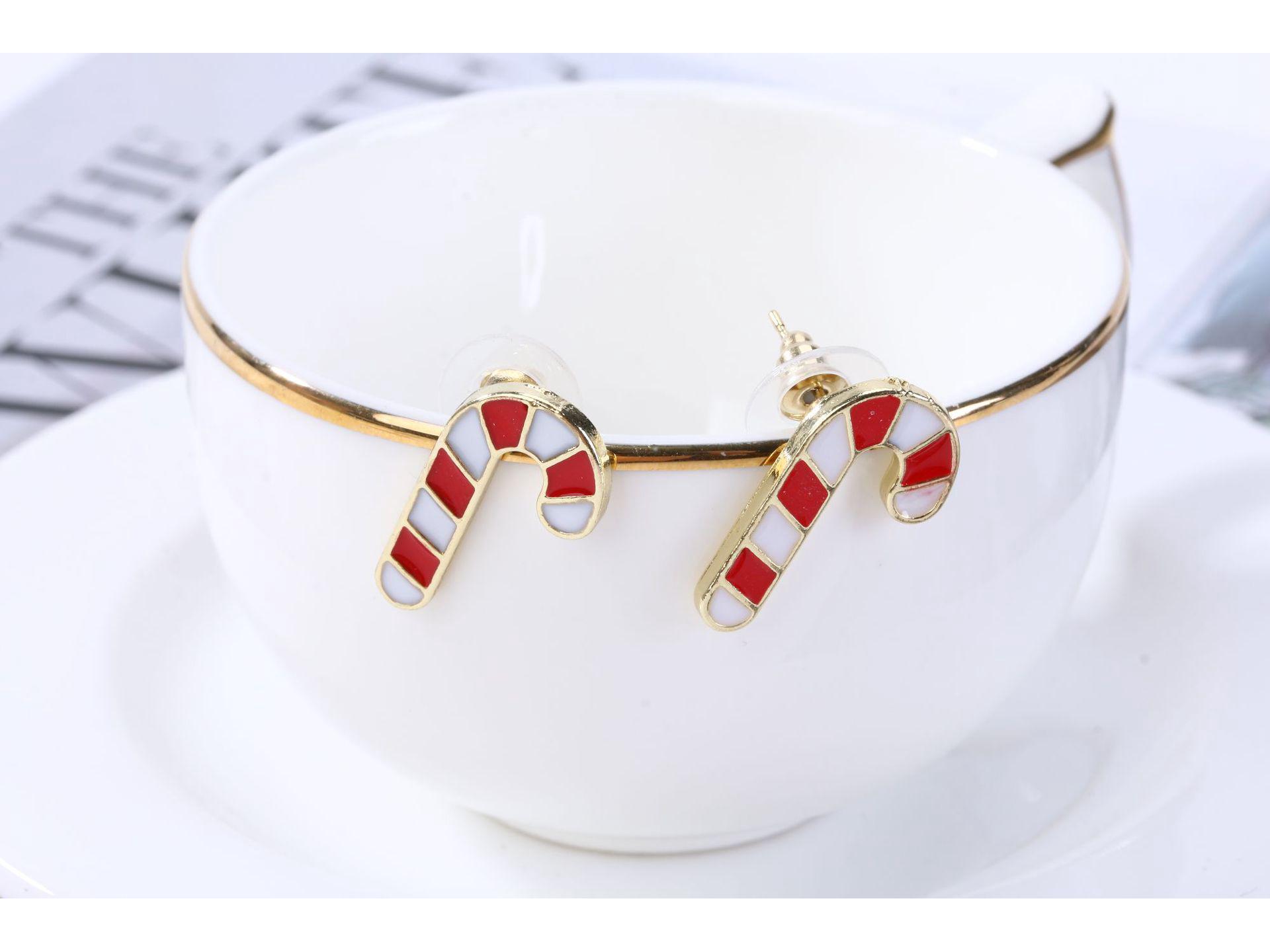 

Christmas Candy Cane Cartoon Earrings for Women - European & American Style Trend