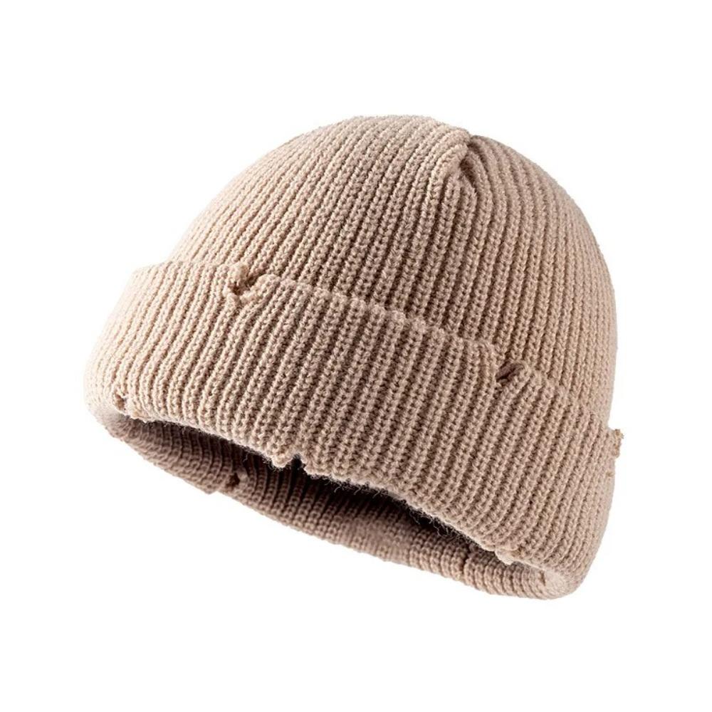 Warm Keeping Short Knit Beanie Acrylic Men Women Knitted Hat Fashion No Brim Warm Hat  Daily