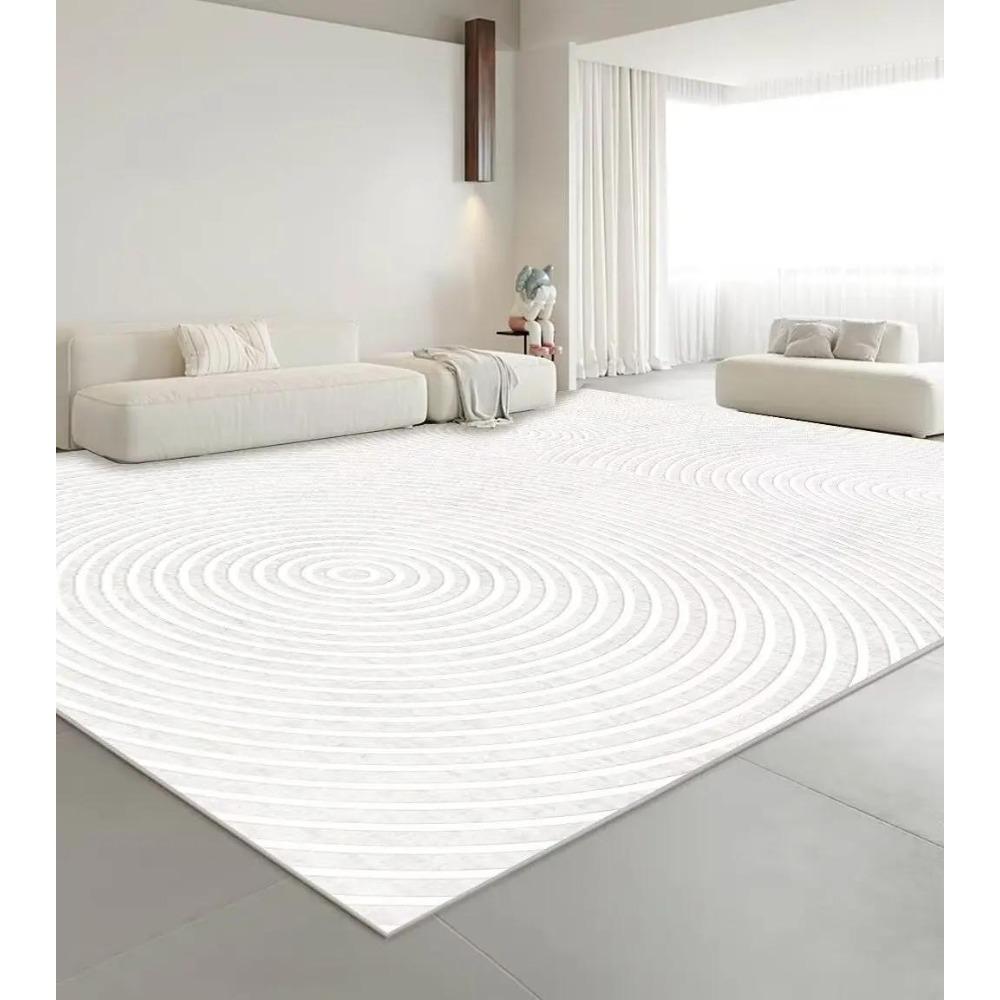 Modern White Minimalism Large Living Room Carpet Light Luxury Beige Decoration Bedroom Carpet Soft Lounge Rug Washable Floor Mat