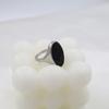 Processing Personalized Geometric Titanium Steel Ring Retro Black Sanding Glue Chip Ring