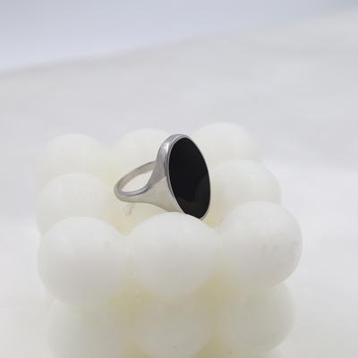 Processing Personalized Geometric Titanium Steel Ring Retro Black Sanding Glue Chip Ring
