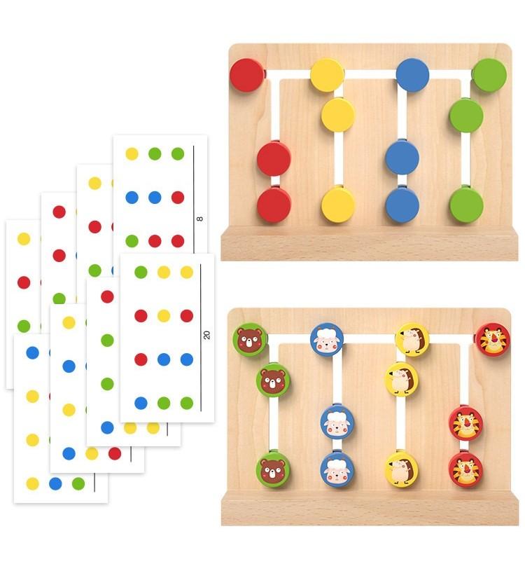 Children Montessori Educational Wooden Toys Four Colors Walking Game Toys Sensory Education for Baby Train Logical Thinking Toys