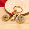 Rotating Brass Zodiac Signs Vermilion Gourd Keychain for Wealth & Treasures