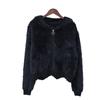 Hooded zipper imitation mink velvet knitted cardigan autumn and winter loose soft waxy sweater jacket women's casual versatile