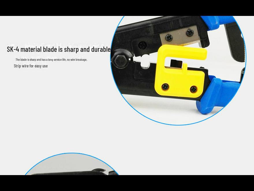 MANCOM 6P8P Crimping & Wire Stripping Pliers, EZ Multi-Color Through-Hole Crystal Head Network Cable Tool