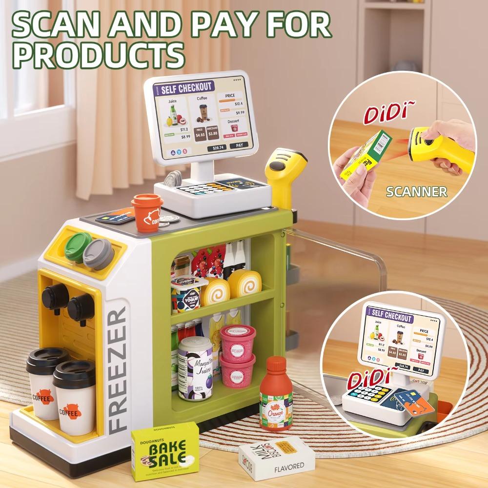 Mini Supermarket Simulation Coffee Machine Toy Water Outlet Shopping Platform Toy  Girl