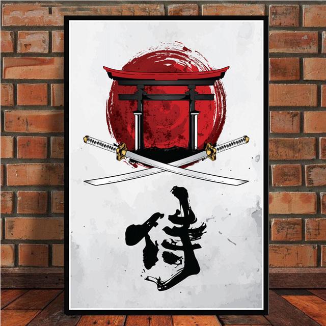 Japan Samurai Anime Poster Abstract Wall Art Bushido Canvas Painting Japanese Warriors Portrait Picture Print Home Wall Decor No Frame