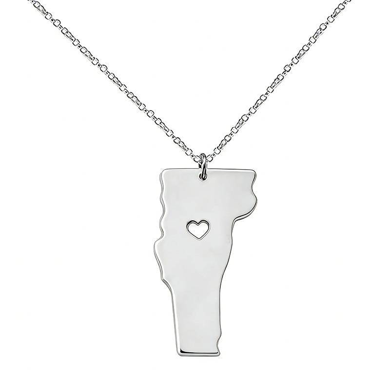

America Vermont State Map Necklace Gold Silver Color Stainless Steel Necklaces For Women Men срібний