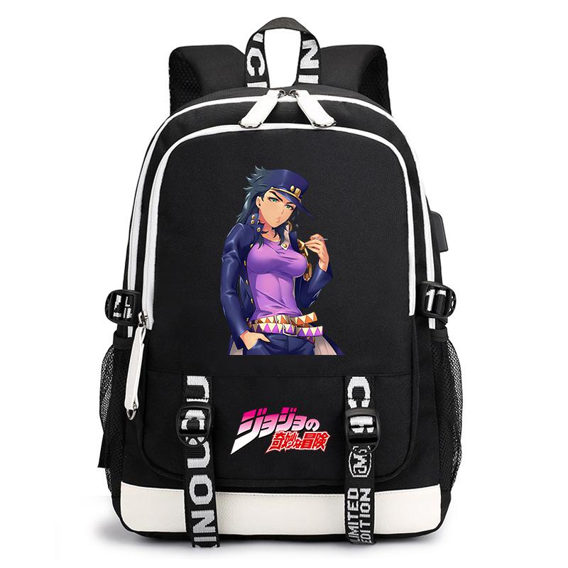 Anime JoJo Print Lightweight Student Backpack Casual Daypack for Teen Kids Junior School Bag