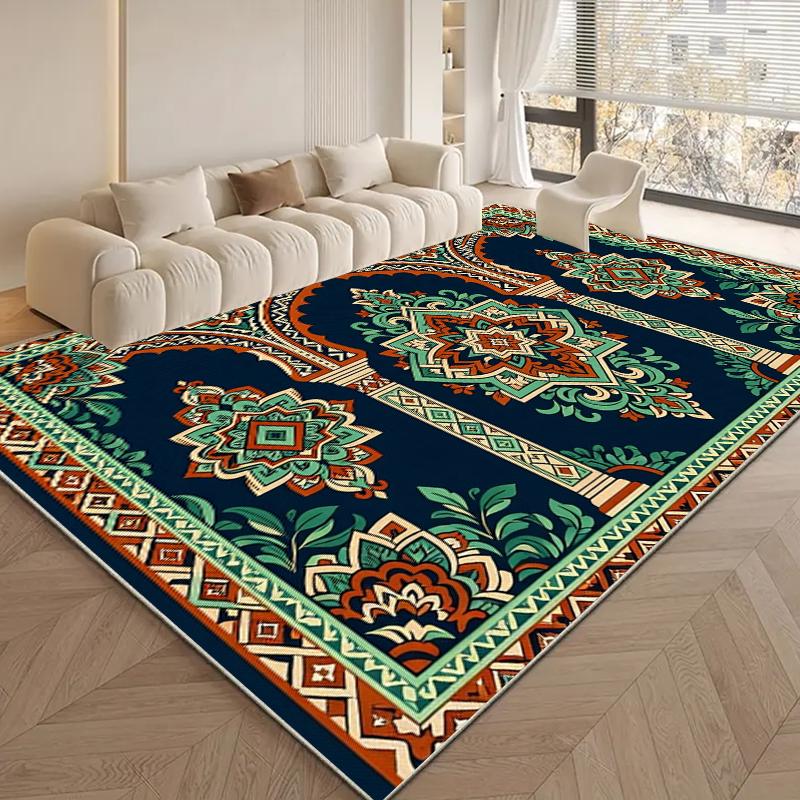 RAKKS Morocco Medallion Large Area Rug, Non-Slip Carpet for Living Room & Bedroom Kitchen, Door Mat, Sofa Bedside Mat Home Decor