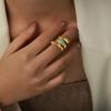 Women's 14K Gold Geometric Ring with Zirconia Devil's Eye for Index Finger - Trendy Spring Design