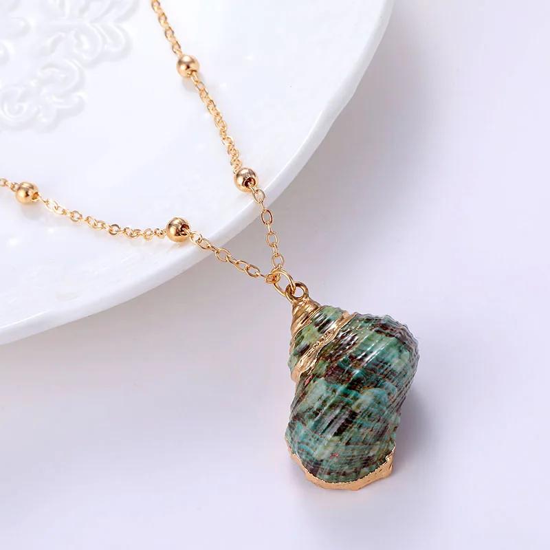 Conch Pendant Necklace for Women  Female Cowrie Summer Party Gift Zircon