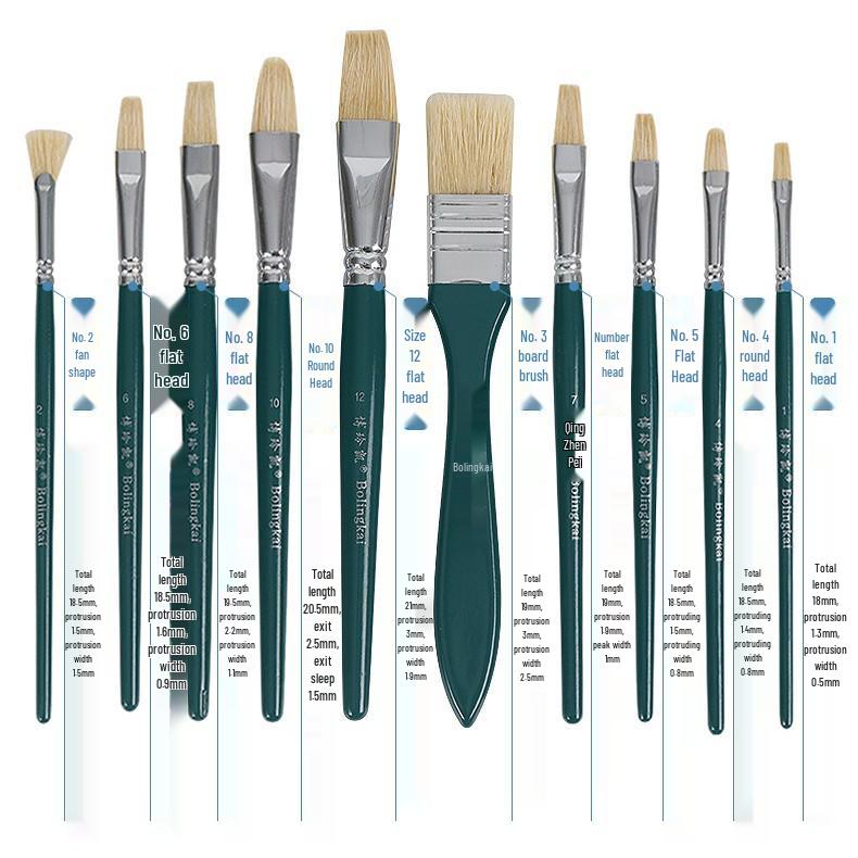 

10-Piece Nylon Watercolor Brush Set - Pigments Paintbrushes for Art and Hog Bristle Brush Set 10-Piece Set