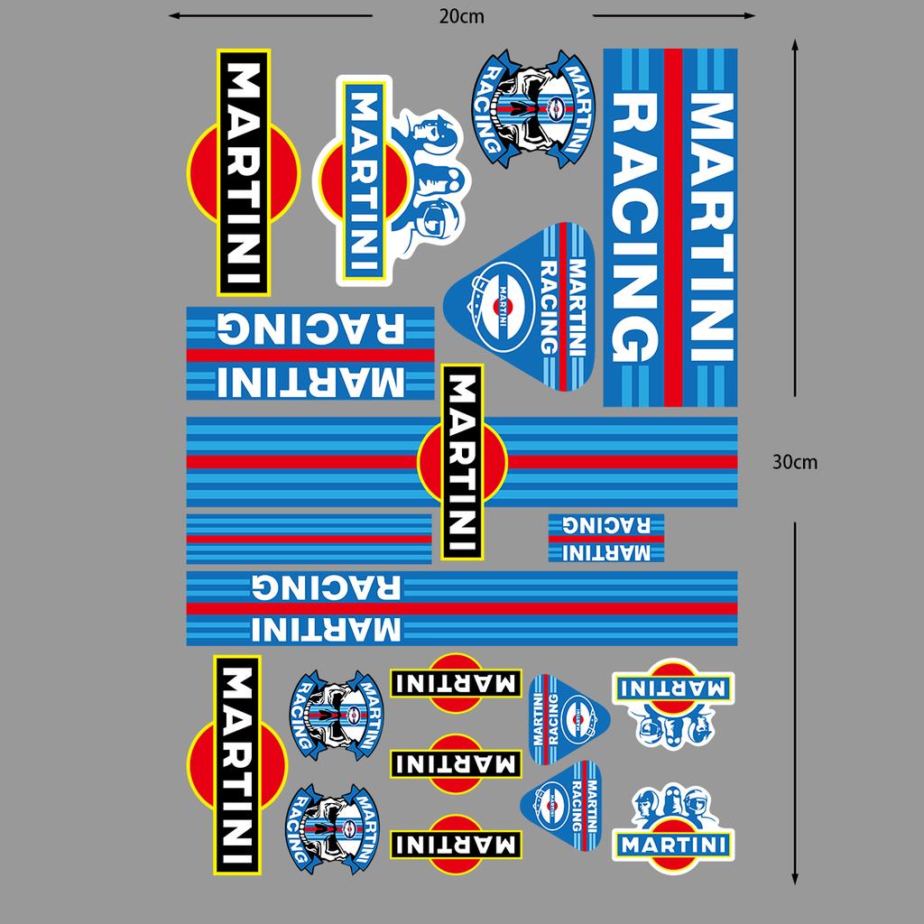 For MARTINI Stickers Motocross Racing Off-road Laptop Trunk Sticker Motorcycle Helmet PVC Decal for Love Old School LANCIA