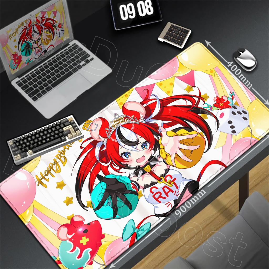 Game Office Accessories Non-Slip Rubber Edge locking Speed Large HD Kawaii Laptop Mat Hololive Hakos Baelz Mouse Pad Desktop Rug