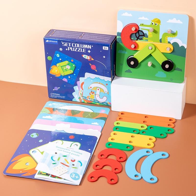 Wooden Children'S Creative Strip Building Music Nail Board Hands-On Brain Fun Puzzle Toy