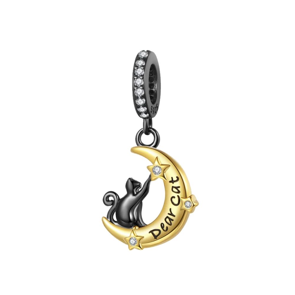 New 925 Silver Cute Cat Dog Charm Heart Pendant Beads Fit Bracelet DIY Women Jewelry Fine Gift