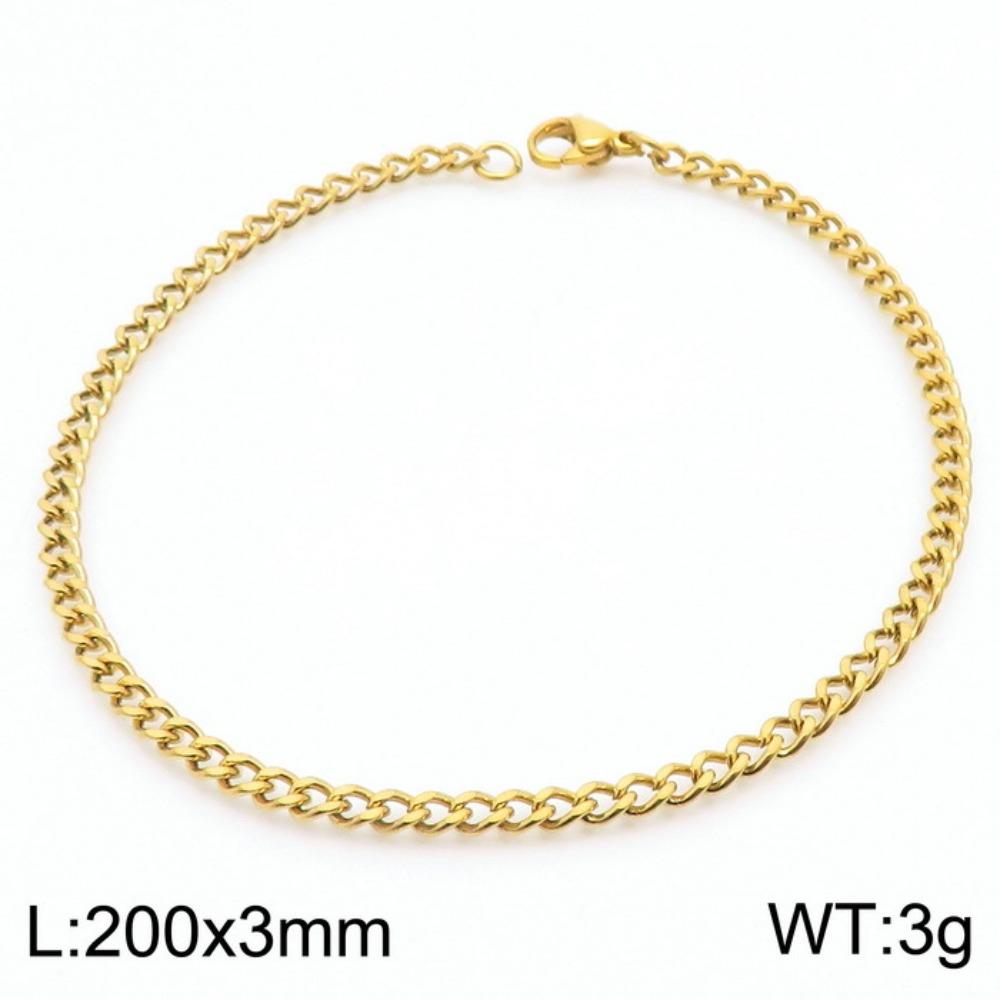 Jewelry Side Flat Chain Stainless Steel Chain, Simple Titanium Steel Men's Trend Hip-hop Bracelet Accessories