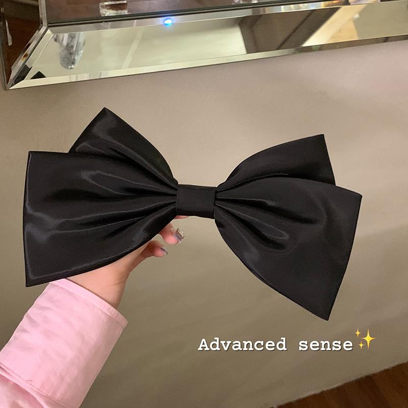Extra Large Black Bow Hair Clip Women's 3D High-end Feel Spring Clip Hairpin Headwear Hair Accessories