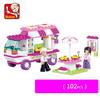 Non-Toxic Sluban 0155 Children Princess Pink Dream Snack Car Model Figure Blocks Educational Construction Building Bricks Toys For Children