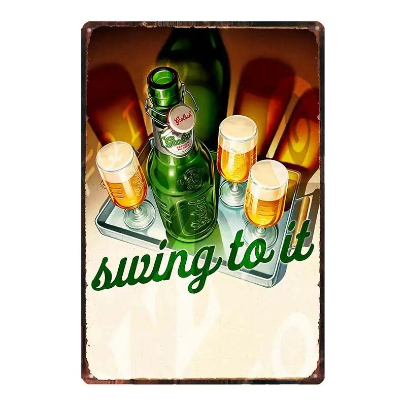 YZFQGrolsch Bière Lager Panneaux Décoratifs Hollandais Plaques Métalliques Pour Mur Bar Maison Art Décoration Restaurant 30X20CM DU-9120B