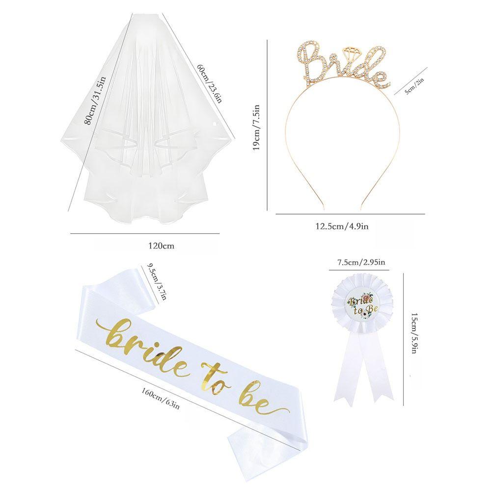 4Pcs/set Veil Bachelorette Party Decor Badge Bridal Wedding Veil  Gorgeous Hair Accessories