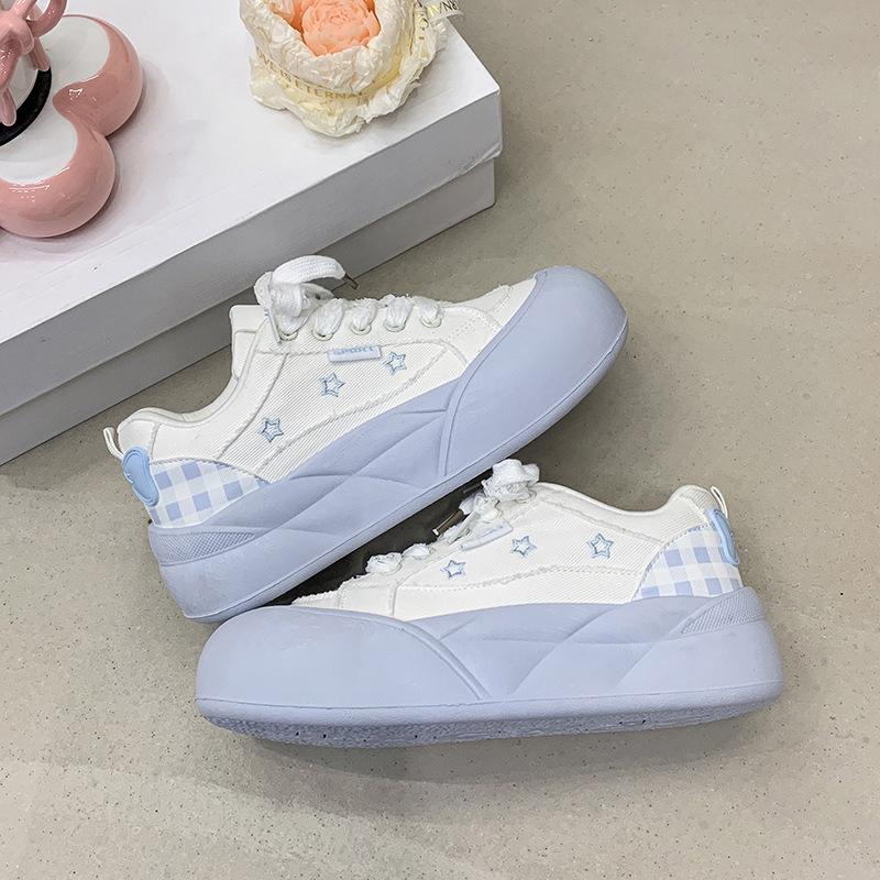 

Korean board shoes women s 2025 new summer platform white shoes with skirts student niche bread shoes women 35 синий