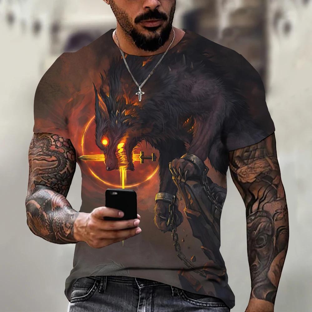 Tiger Fighting Animal Beast Fierce 3d Print T Shirt Summer Men's Short Sleeve Tops Tees Men's Designer T-shirts