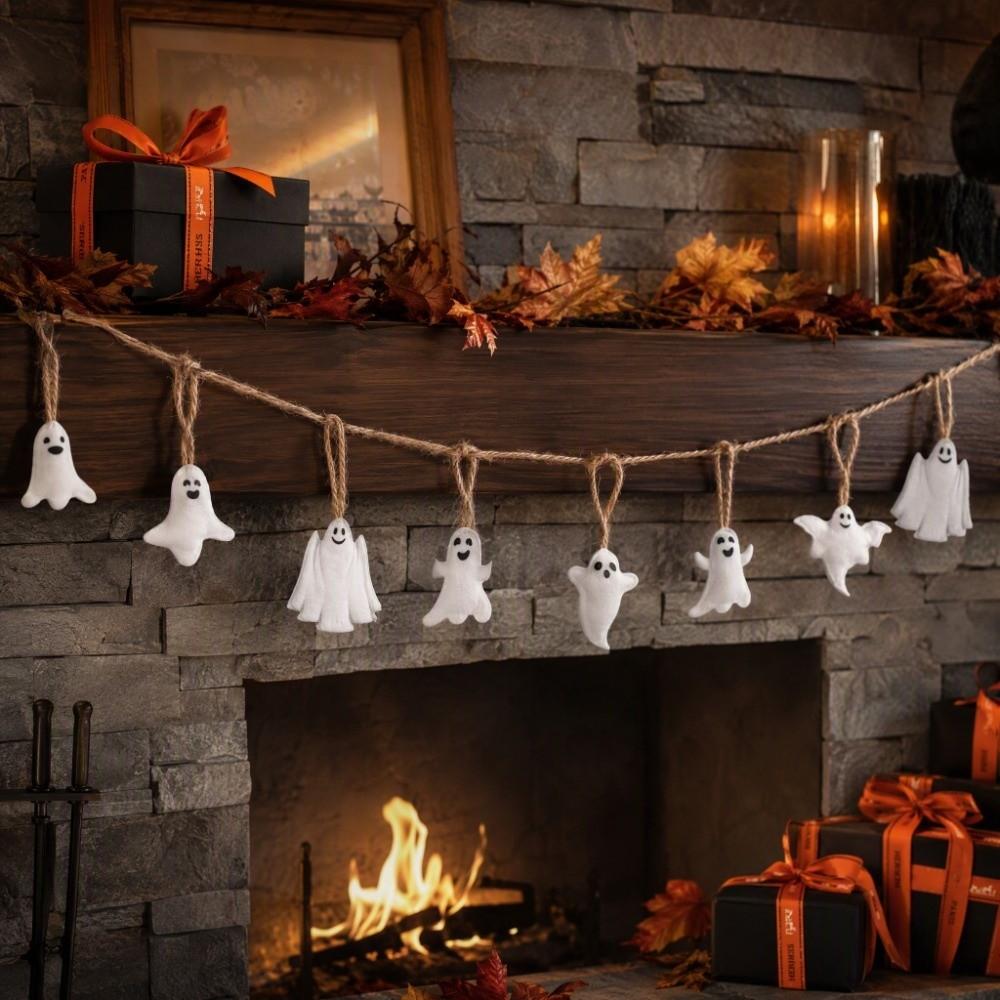 24PCS Ghost Venue Layout Halloween Ornament Hangable Ghost Felt Pendant for Car Interior Ornament