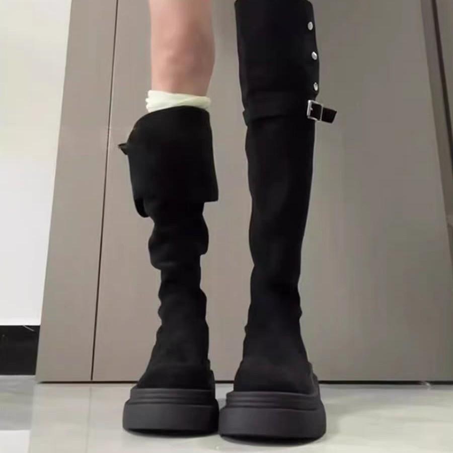 Thick-soled Boots Women's 2025 New Autumn and Winter But Knee Suede Boots Women's Thin Tall Knight Boots