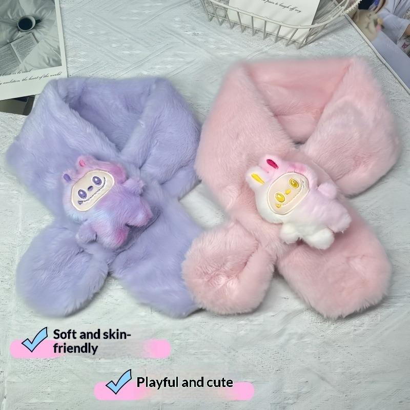 Cartoon Colorful Scarf Autumn and Winter Plush Baby Scarf Parent-child Imitation Rabbit Fur Children's Scarf