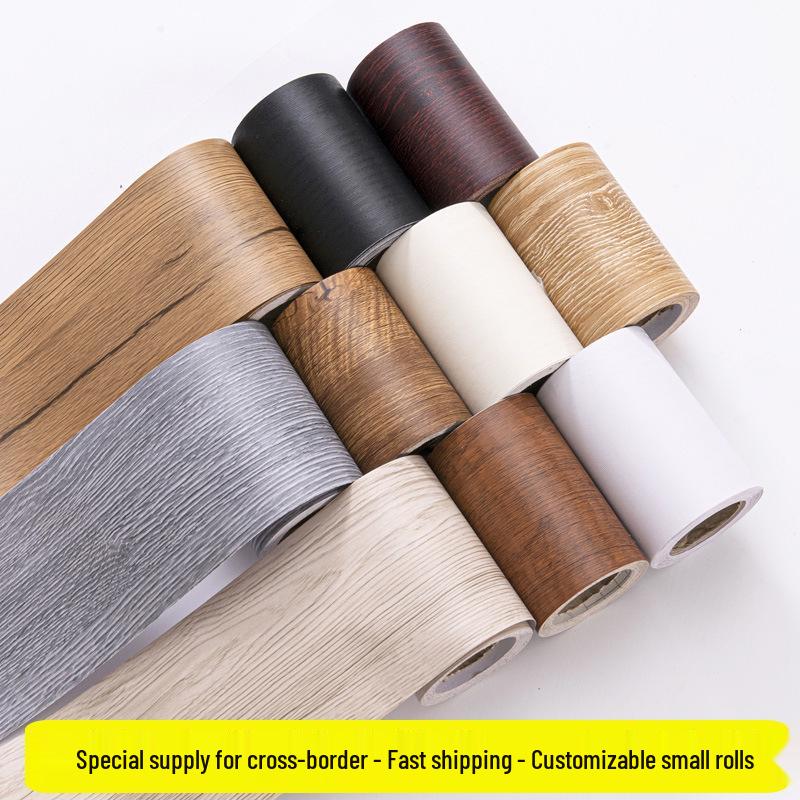Self-Adhesive Wood Grain Baseboard & Door Frame Sticker - Waterproof Furniture & Window Sill Renovation Skirting.