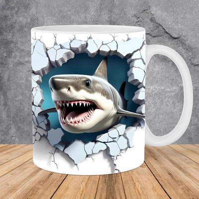 3D Ozean Hai Keramik Kaffee Markiertasse Teetasse Fisch Neu Geschenk Loch Ozean