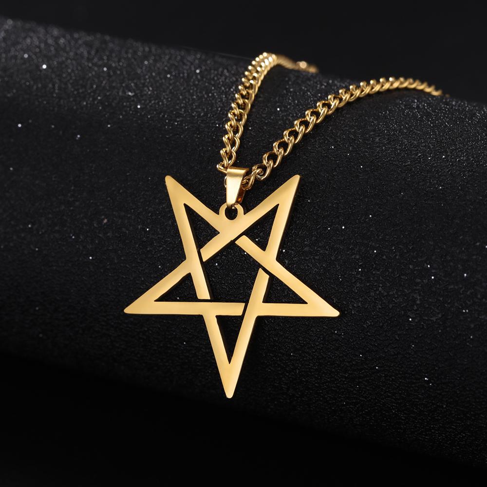 Dawapara Inverted Pentacle Necklace Gothic Pentagram Pendant Occult Amulet Witchcraft Stainless Steel Jewelry