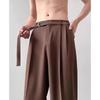 Men's Spring Casual Loose-Fit Black Wide-Leg Trousers - Japanese Style Luxury Draped Pants