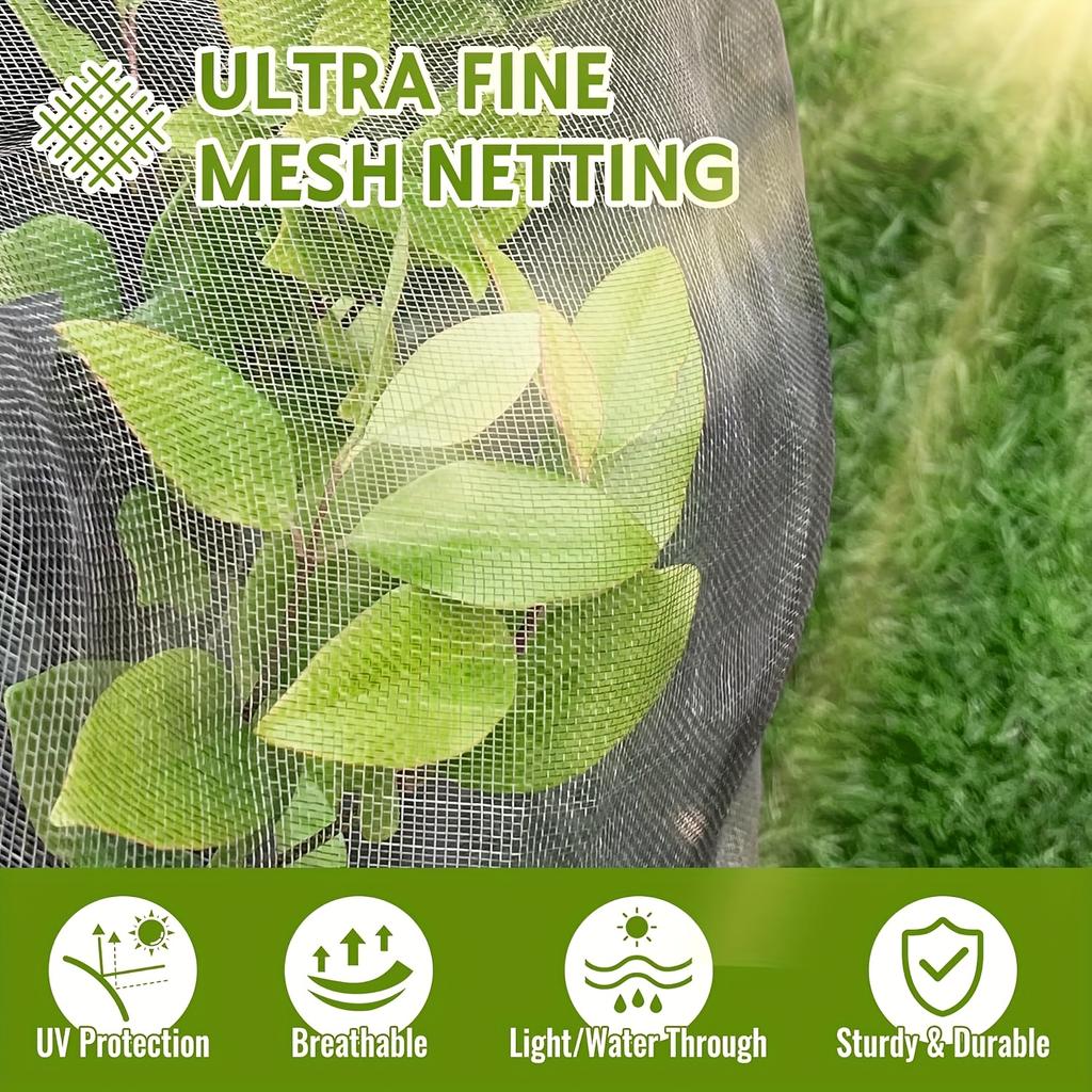 1pc Fruit Tree Netting with Zipper & Drawstring, Breathable Garden Bird Netting Plant Cover - Durable Mesh Barrier for Fruits, Vegetables, Flowers