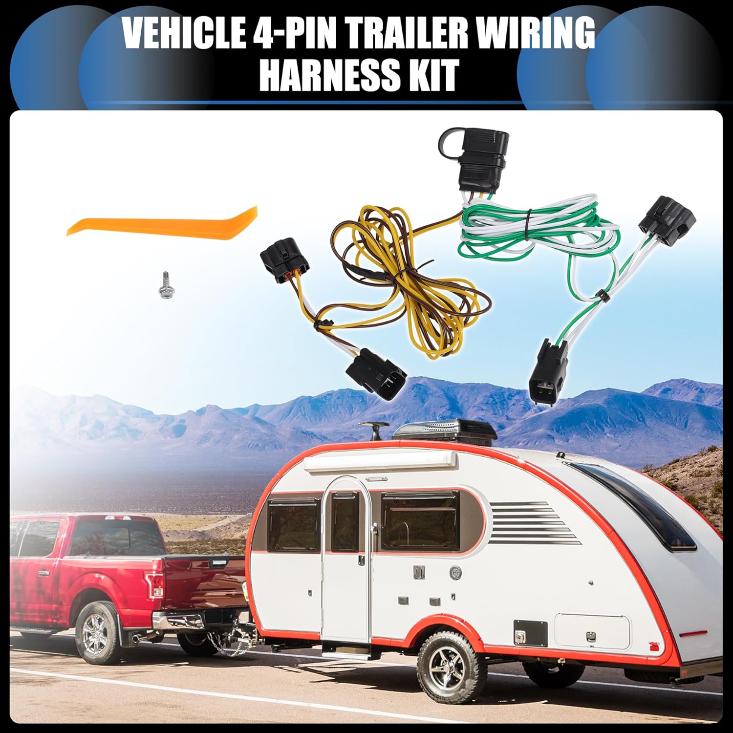 

Vehicle 4-Pin Trailer Wiring Harness Kit, for Dodge for Ram 1500 2500 1995-2001 Black, 1 Set