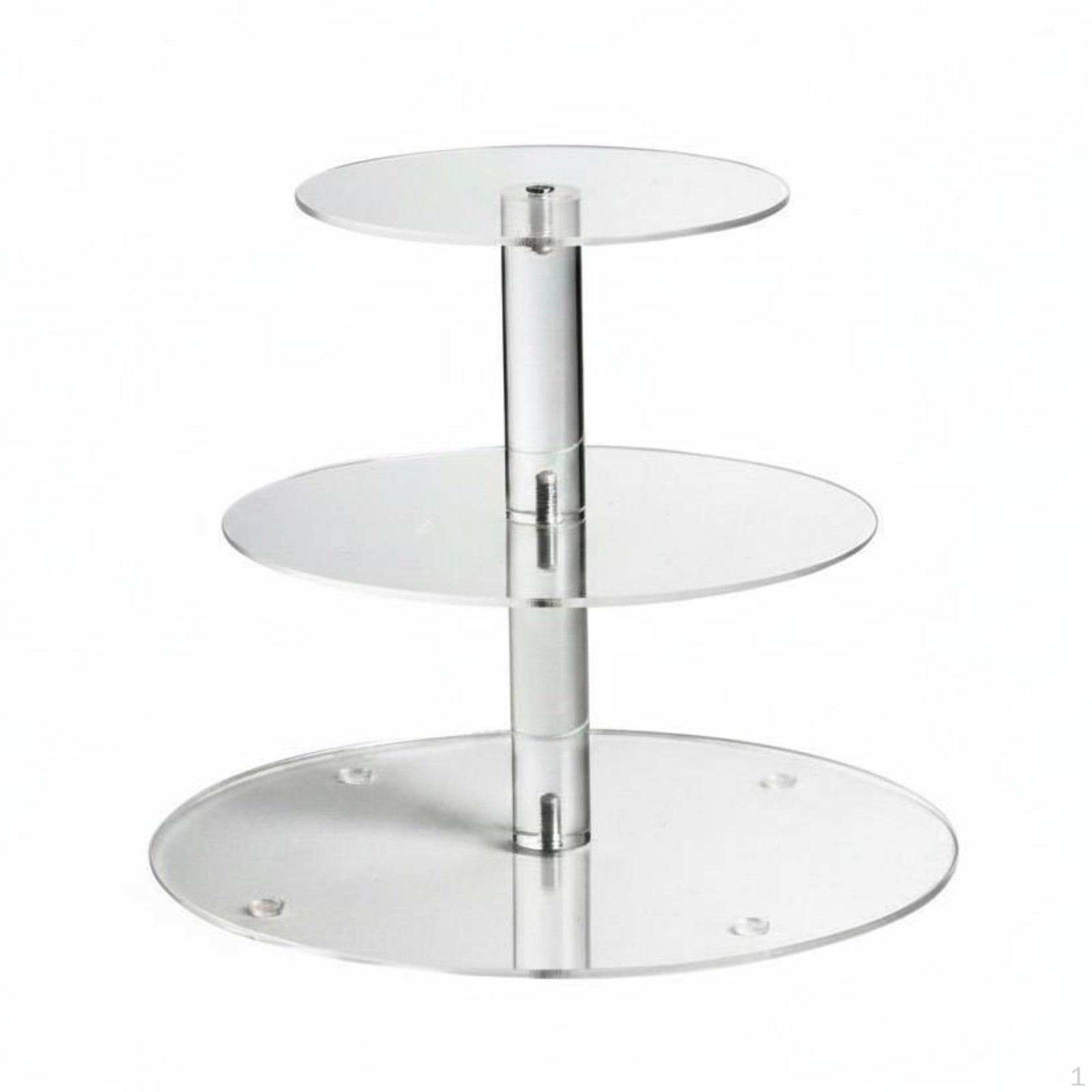 Clear Acrylic Cupcake Stand Transparent Easy to Assemble Multi Tier Round 3-tier
