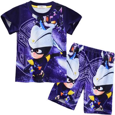 Short-Sleeved Cartoon Digital Printing Set Medium And Older Children'S Casual Short-Sleeved Loungewear Set 9097