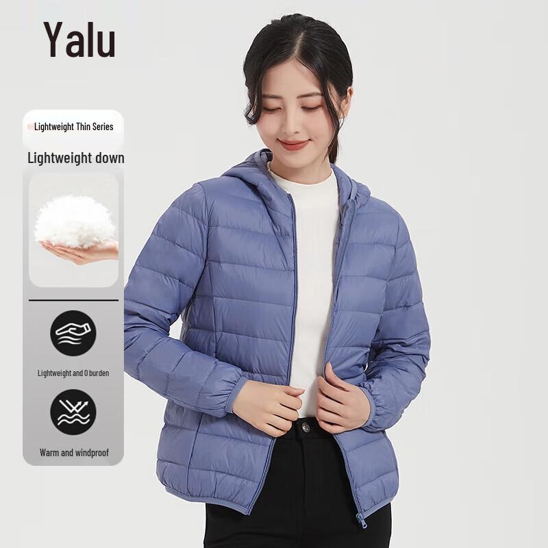 Yalu Women's Lightweight Packable Hooded 90% White Duck Down Jacket